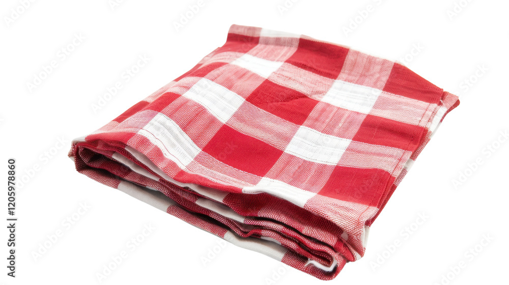 Red checkered napkin, table cloth on transparent background Red checkered napkin, table cloth on transparent background