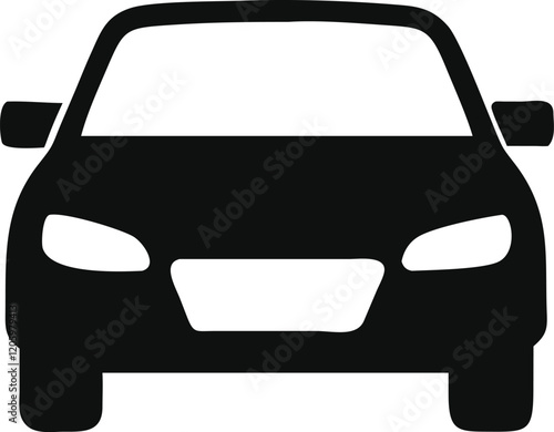 Stylish car icon front view, vehicle vector symbol.
