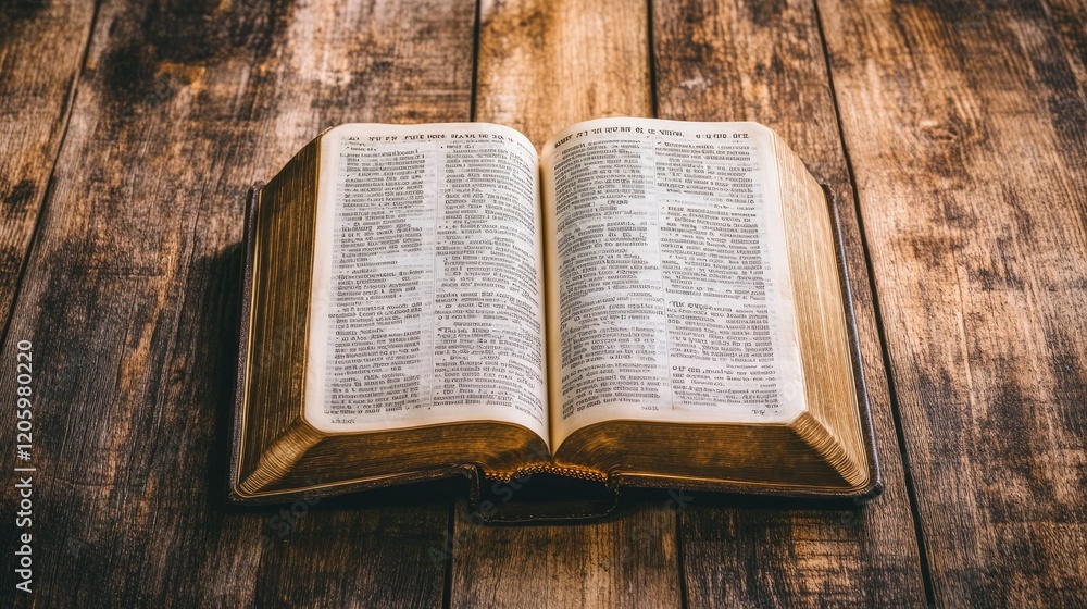 Fototapeta premium Ancient Book Open on Wooden Surface