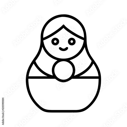 matryoshka doll icon, matryoshka doll line art - simple line art of matryoshka doll, perfect for matryoshka doll logos and icons