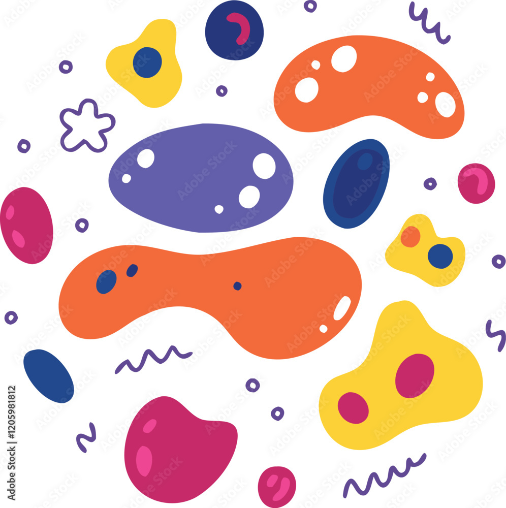 Colorful abstract blob shapes pattern on a white background Colorful abstract blob shapes pattern on a white background
