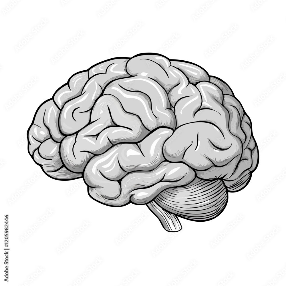Realistic human brain sketch Realistic human brain sketch