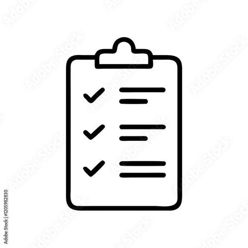 Checklist icon on clipboard in outline style