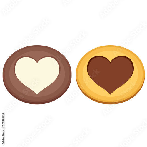 ハートとクッキーのチョコレートのイラスト素材　ベクター