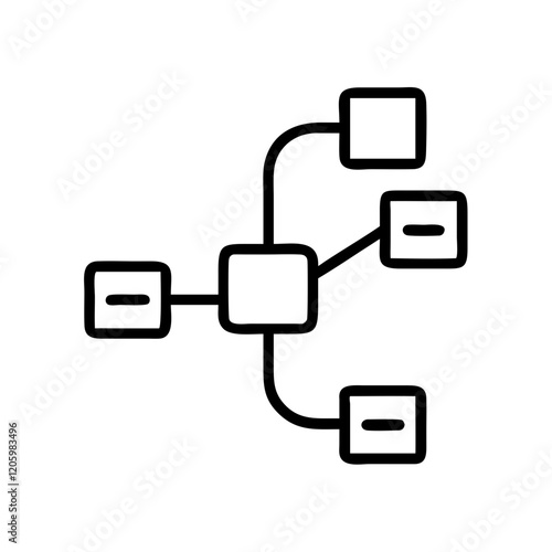 Flowchart structure icon in outline style