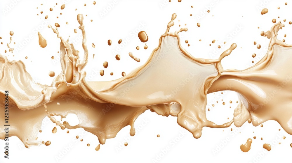 Creamy Liquid Splash in Motion on a Clean White Background Creamy Liquid Splash in Motion on a Clean White Background
