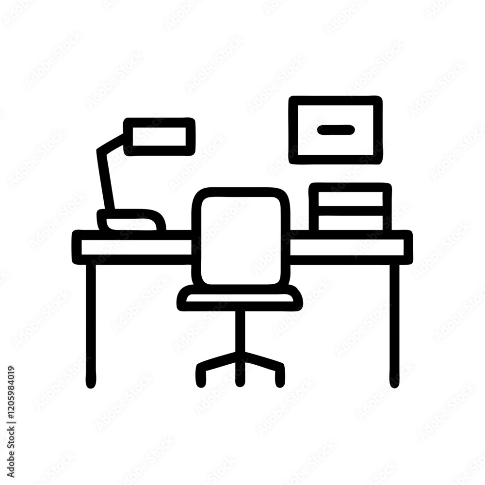 Workspace desk icon in minimal style Workspace desk icon in minimal style