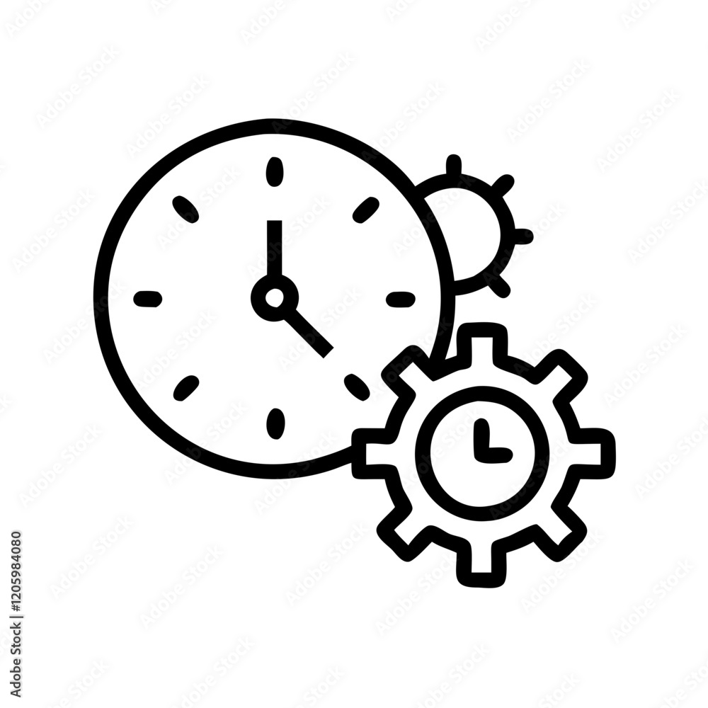 Clock and gear icon for time management Clock and gear icon for time management