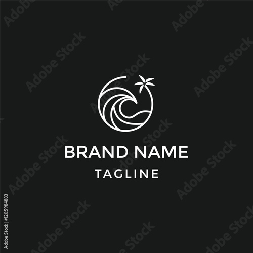 dream scene villages , summer ocean, nature and beauty logo