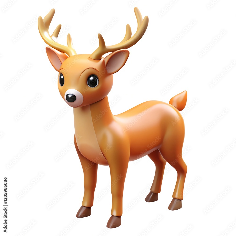 3D-Style Deer Clipart with White Background for Creative Projects 3D-Style Deer Clipart with White Background for Creative Projects