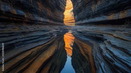 Wallpaper Mural Serene Canyon Landscape with Reflections and Dramatic Lighting Torontodigital.ca