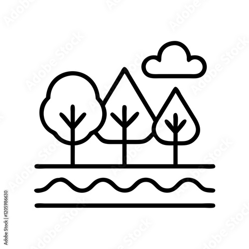 nature reserve icon, nature reserve line art - simple line art of nature reserve, perfect for nature reserve logos and icons