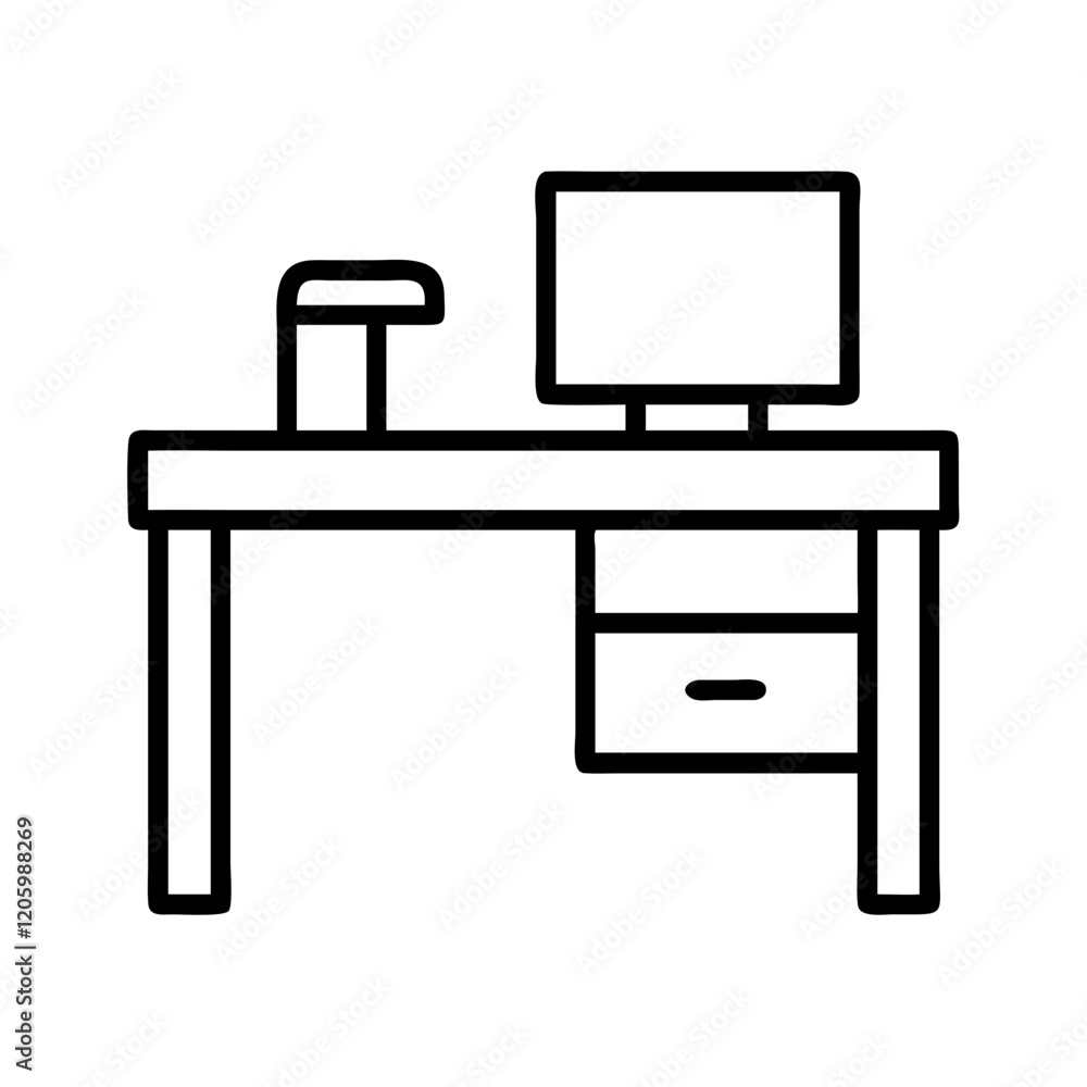 office desk icon, office desk line art - simple line art of office desk, perfect for office desk logos and icons office desk icon, office desk line art - simple line art of office desk, perfect for office desk logos and icons