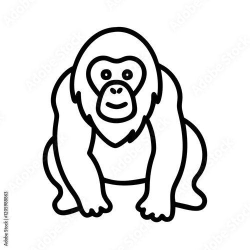 orangutan icon, orangutan line art - simple line art of orangutan, perfect for orangutan logos and icons