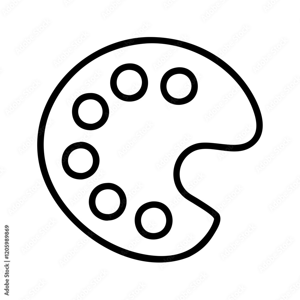 paint palette icon, paint palette line art - simple line art of paint palette, perfect for paint palette logos and icons