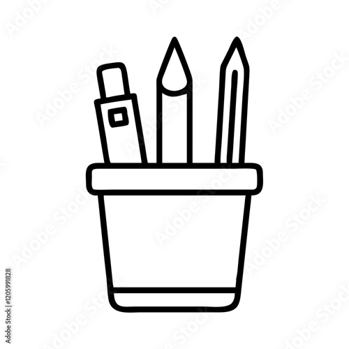 pen holder icon, pen holder line art - simple line art of pen holder, perfect for pen holder logos and icons