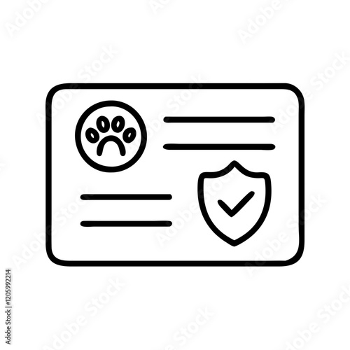 pet insurance card icon, pet insurance card line art - simple line art of pet insurance card, perfect for pet insurance card logos and icons