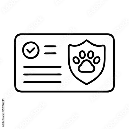 pet insurance card icon, pet insurance card line art - simple line art of pet insurance card, perfect for pet insurance card logos and icons