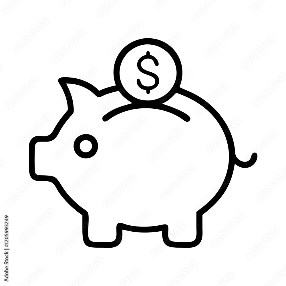 Obraz premium piggy bank icon, piggy bank line art - simple line art of piggy bank, perfect for piggy bank logos and icons