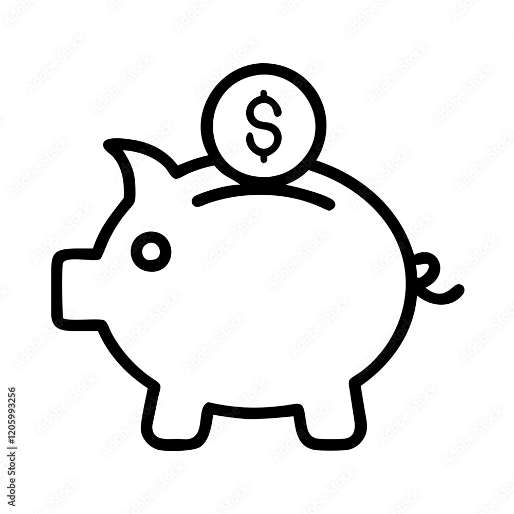 piggy bank icon, piggy bank line art - simple line art of piggy bank, perfect for piggy bank logos and icons piggy bank icon, piggy bank line art - simple line art of piggy bank, perfect for piggy bank logos and icons