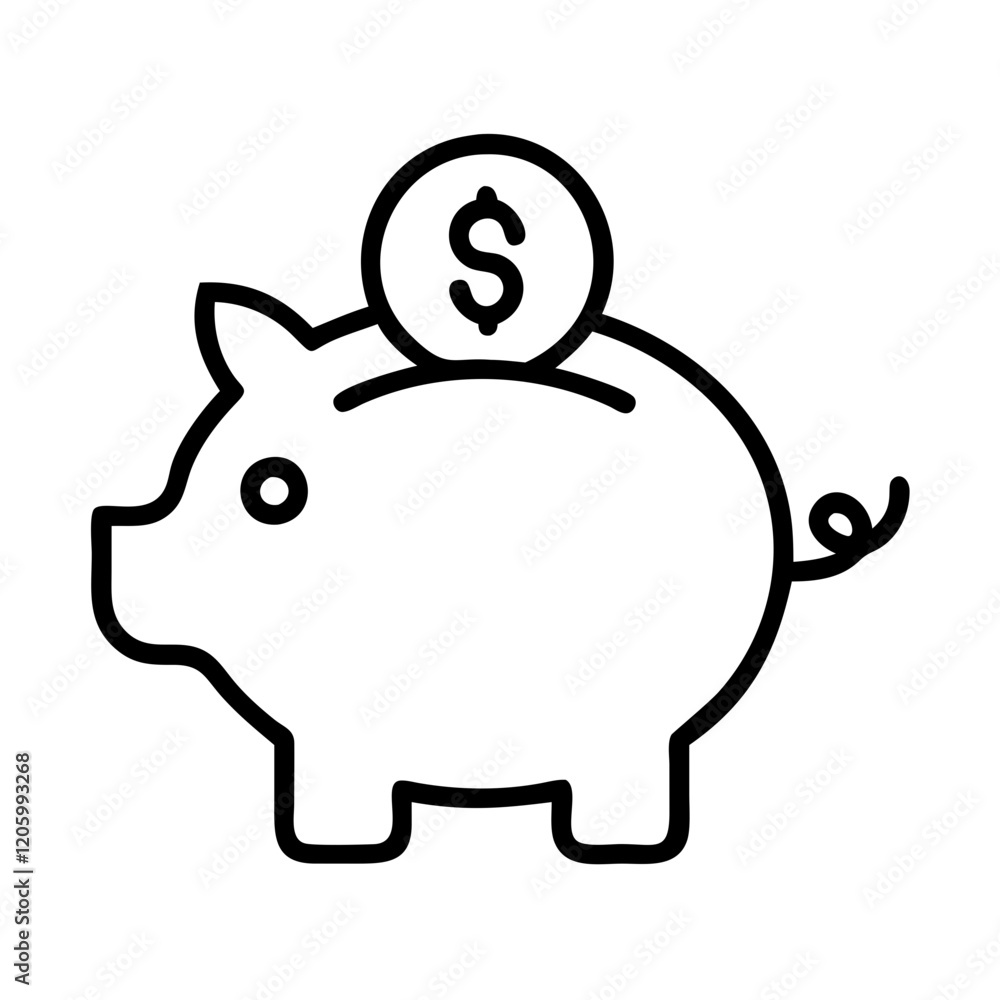 piggy bank icon, piggy bank line art - simple line art of piggy bank, perfect for piggy bank logos and icons piggy bank icon, piggy bank line art - simple line art of piggy bank, perfect for piggy bank logos and icons