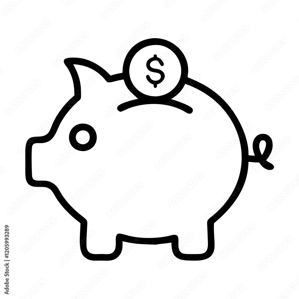 piggy bank icon, piggy bank line art - simple line art of piggy bank, perfect for piggy bank logos and icons piggy bank icon, piggy bank line art - simple line art of piggy bank, perfect for piggy bank logos and icons