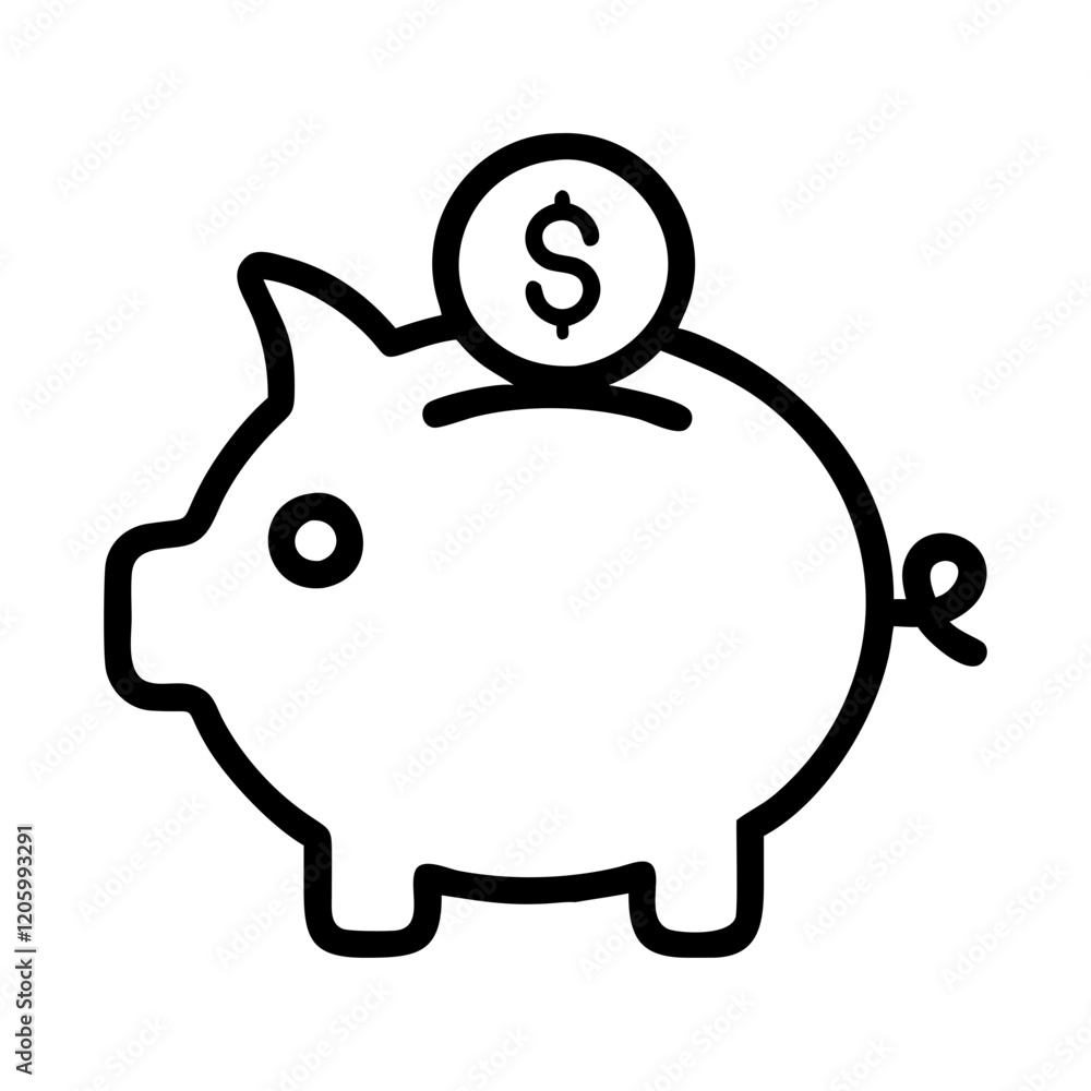 piggy bank icon, piggy bank line art - simple line art of piggy bank, perfect for piggy bank logos and icons piggy bank icon, piggy bank line art - simple line art of piggy bank, perfect for piggy bank logos and icons