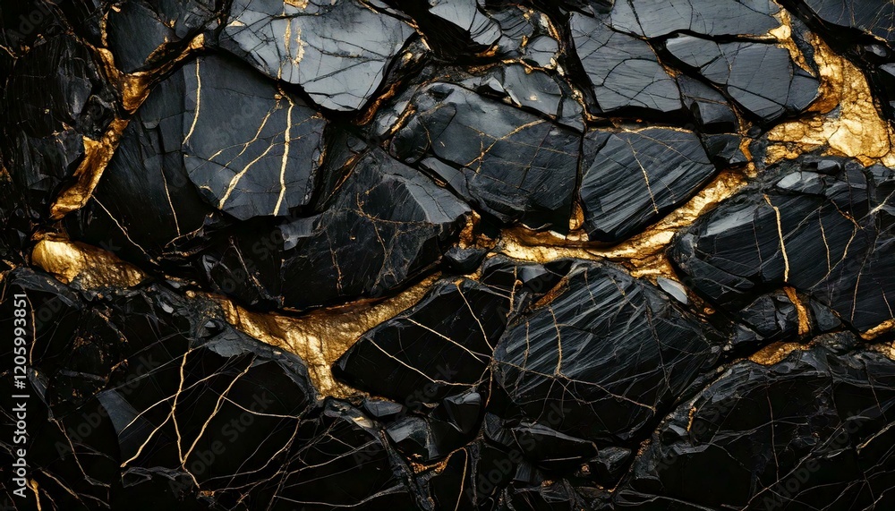 black rock with veins of gold