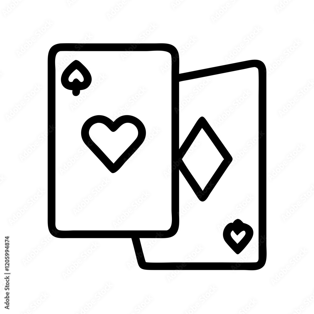 playing cards icon, playing cards line art - simple line art of playing cards, perfect for playing cards logos and icons playing cards icon, playing cards line art - simple line art of playing cards, perfect for playing cards logos and icons