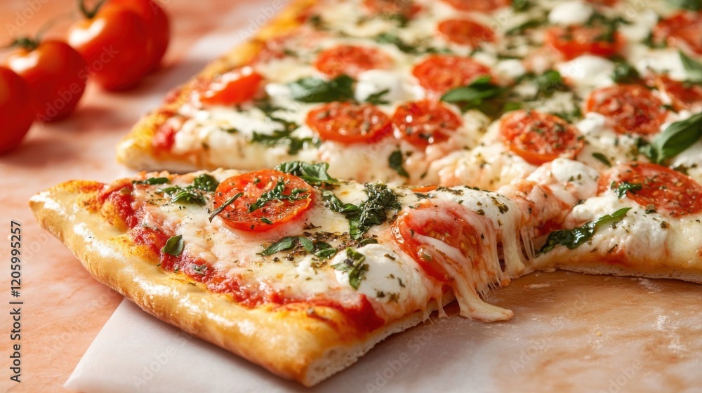 Delicious gourmet pizza with toppings. Delicious gourmet pizza with toppings.