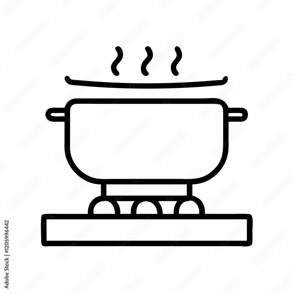 pot on stove icon, pot on stove line art - simple line art of pot on stove, perfect for pot on stove logos and icons