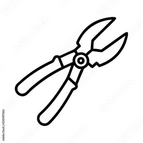 pruning shears icon, pruning shears line art - simple line art of pruning shears, perfect for pruning shears logos and icons