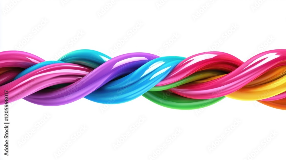 Colorful twisted strands showcase vibrant patterns and textures in a creative design setting Colorful twisted strands showcase vibrant patterns and textures in a creative design setting