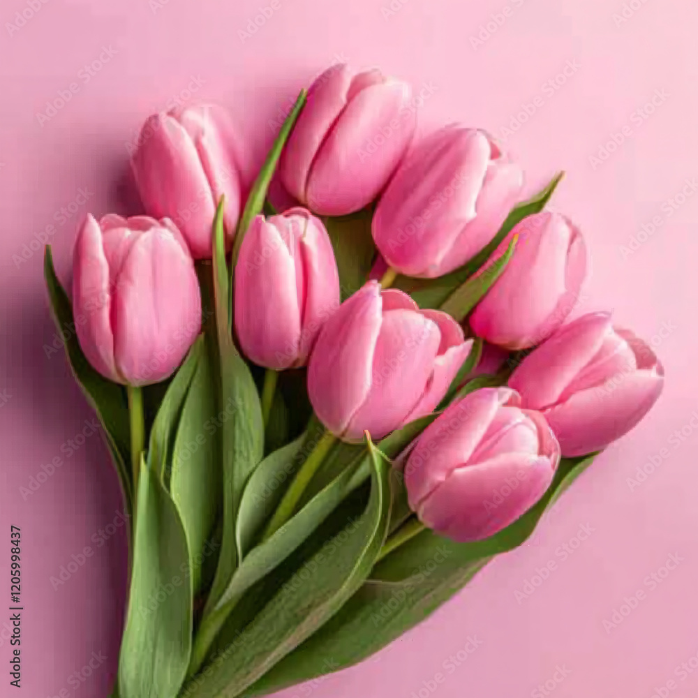 A bouquet of fresh pink tulips, creating an elegant and harmonious composition. A bouquet of fresh pink tulips, creating an elegant and harmonious composition.