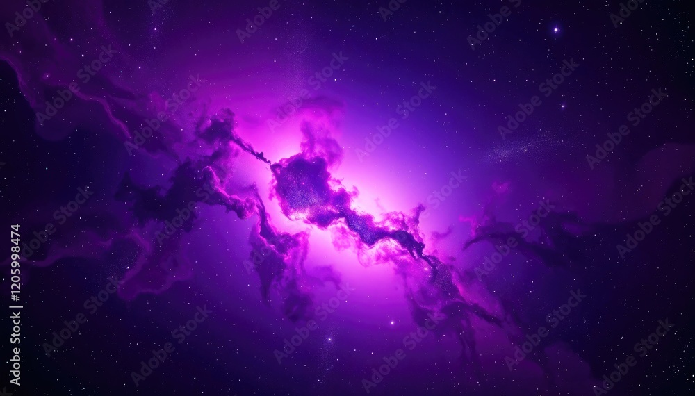 Obraz premium Cosmic Nebula Vibrant Purple Hues in Deep Space