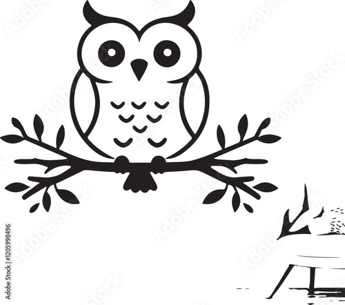 owl silhouette, owl vector image.