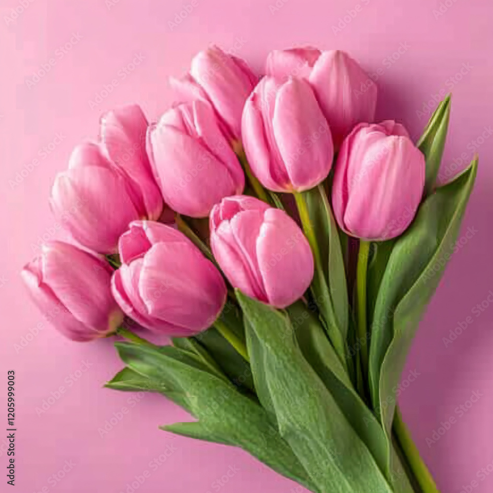 A bouquet of fresh pink tulips, creating an elegant and harmonious composition. A bouquet of fresh pink tulips, creating an elegant and harmonious composition.