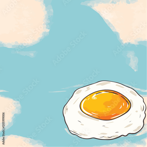 Illustration seamless pattern of eggs yolk on a soft pastel blue background