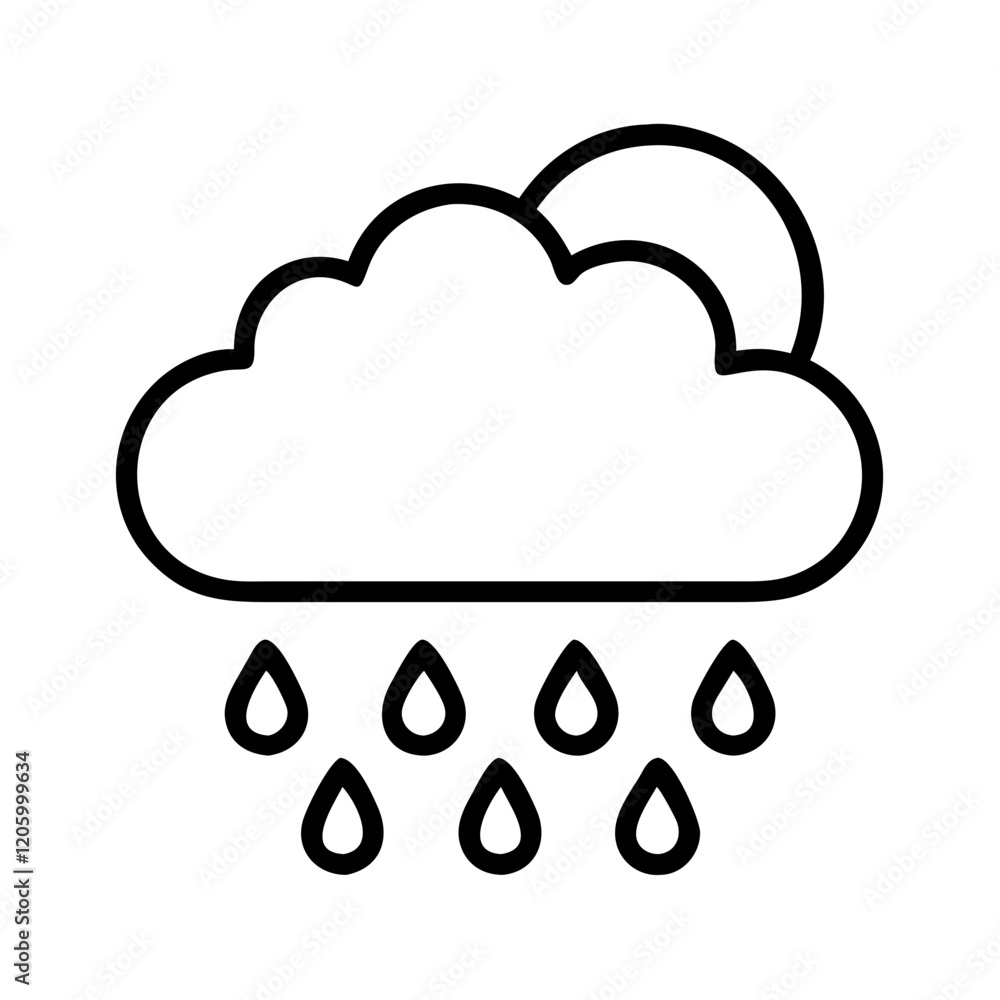 rain cloud icon, rain cloud line art - simple line art of rain cloud, perfect for rain cloud logos and icons rain cloud icon, rain cloud line art - simple line art of rain cloud, perfect for rain cloud logos and icons