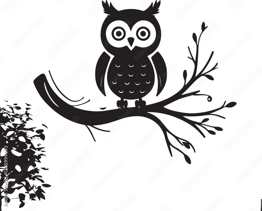 Fototapeta premium owl silhouette, owl vector image.