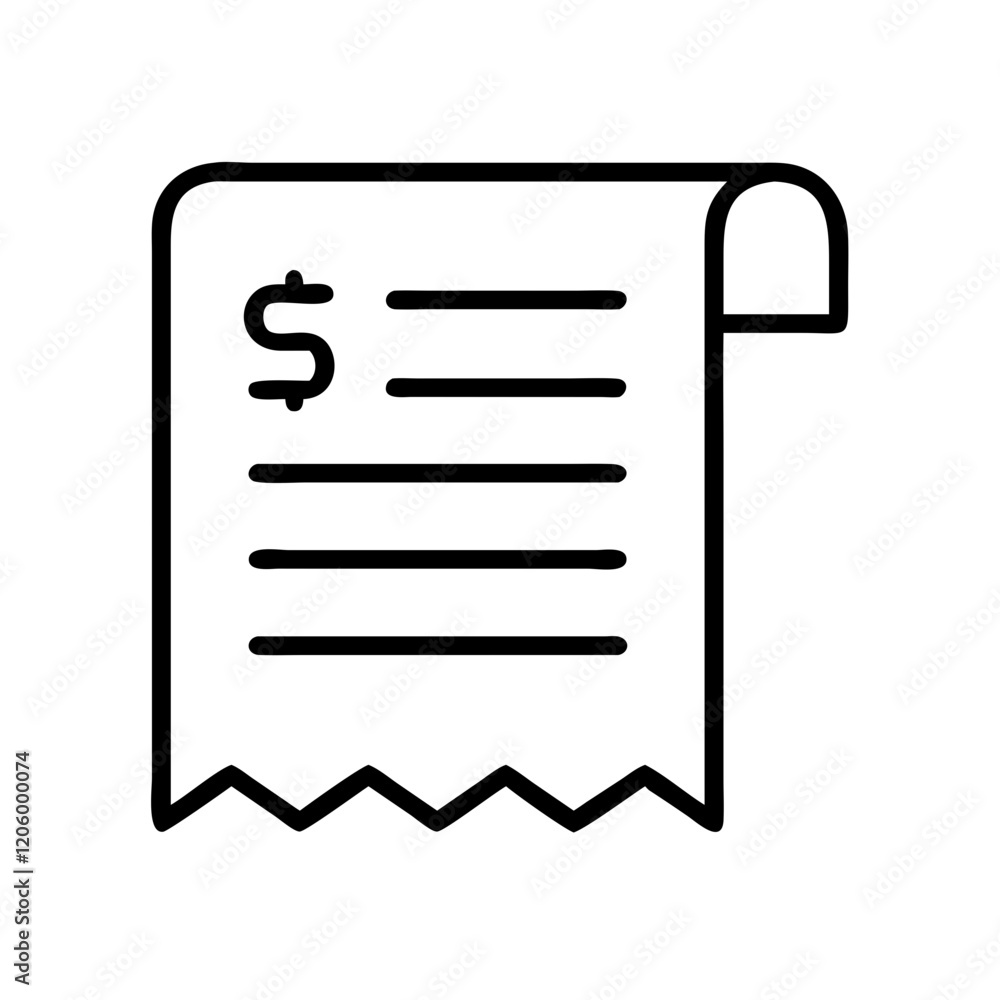 receipt icon, receipt line art - simple line art of receipt, perfect for receipt logos and icons receipt icon, receipt line art - simple line art of receipt, perfect for receipt logos and icons