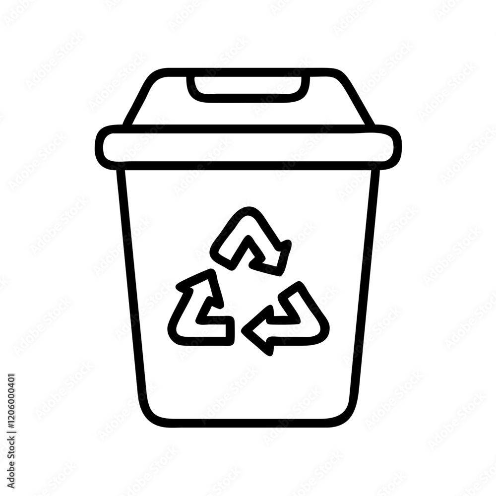 recycling bin icon, recycling bin line art - simple line art of recycling bin, perfect for recycling bin logos and icons recycling bin icon, recycling bin line art - simple line art of recycling bin, perfect for recycling bin logos and icons