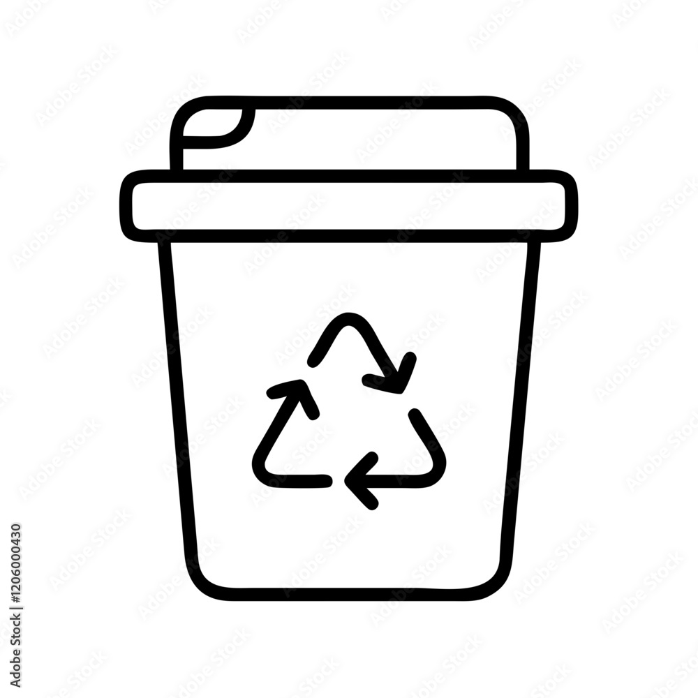 recycling bin icon, recycling bin line art - simple line art of recycling bin, perfect for recycling bin logos and icons