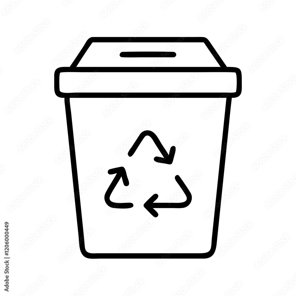 recycling bin icon, recycling bin line art - simple line art of recycling bin, perfect for recycling bin logos and icons recycling bin icon, recycling bin line art - simple line art of recycling bin, perfect for recycling bin logos and icons