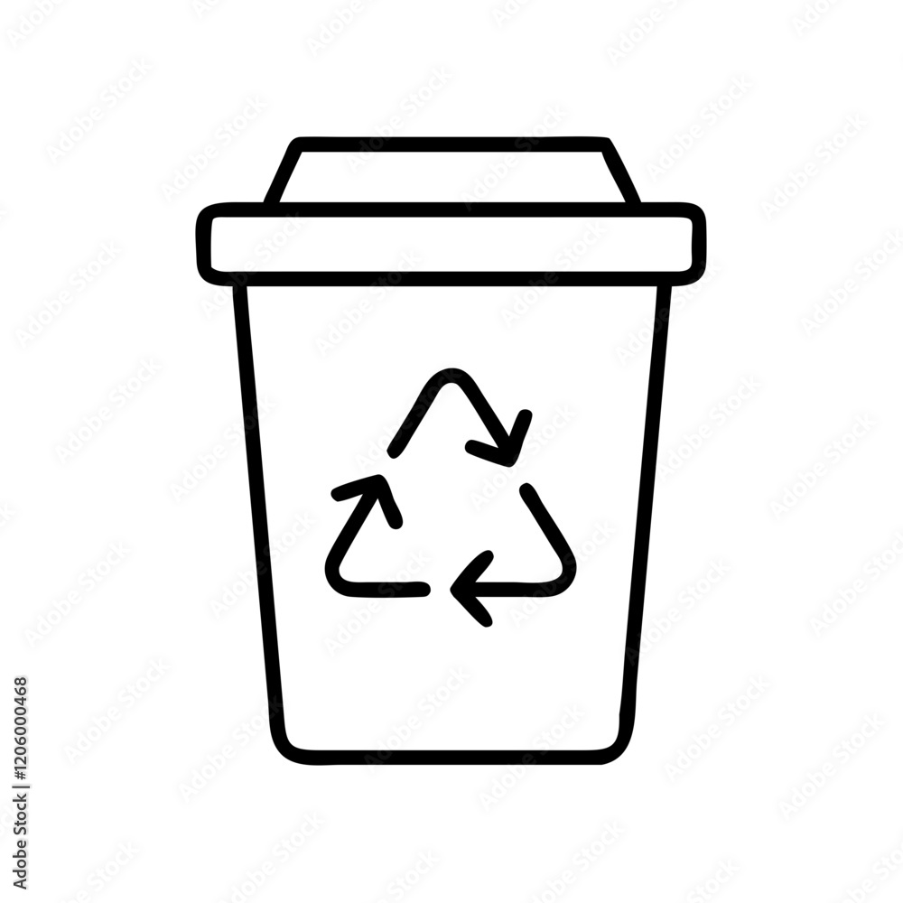 recycling bin icon, recycling bin line art - simple line art of recycling bin, perfect for recycling bin logos and icons recycling bin icon, recycling bin line art - simple line art of recycling bin, perfect for recycling bin logos and icons