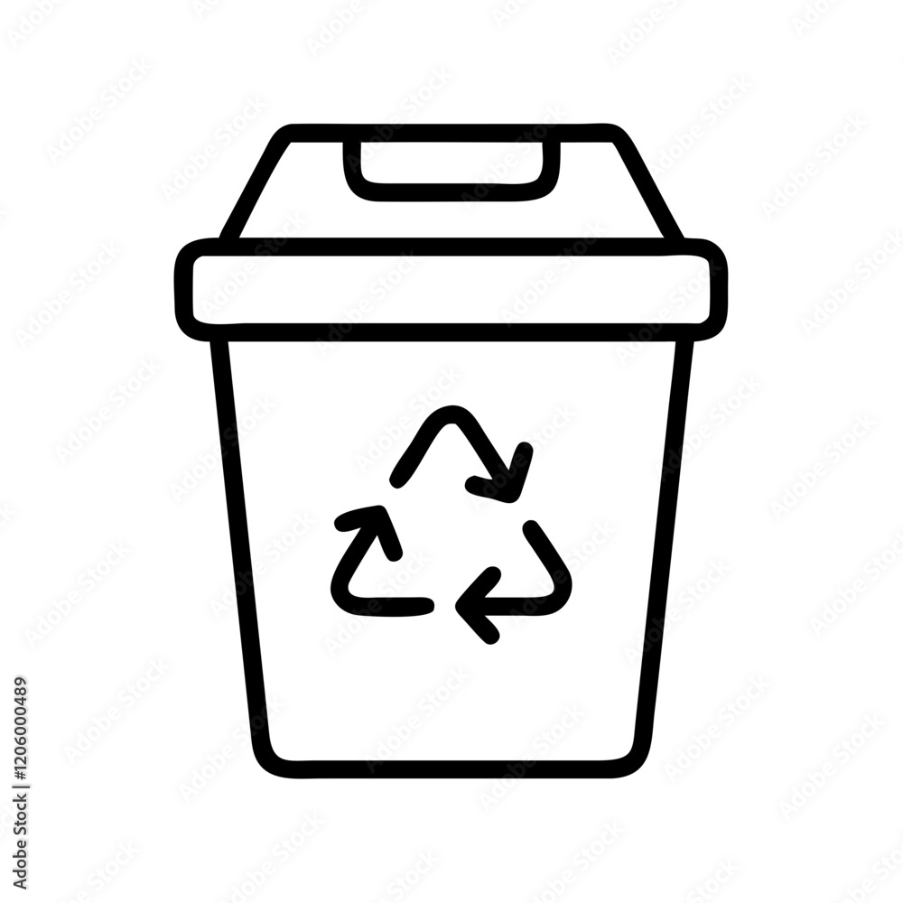 recycling bin icon, recycling bin line art - simple line art of recycling bin, perfect for recycling bin logos and icons recycling bin icon, recycling bin line art - simple line art of recycling bin, perfect for recycling bin logos and icons
