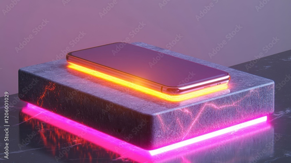 A modern smartphone on granite. A modern smartphone on granite.
