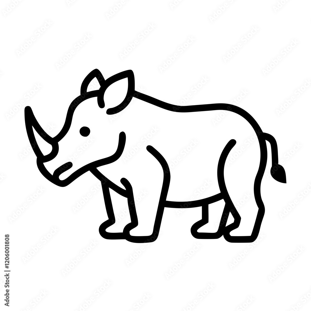 Fototapeta premium rhino icon, rhino line art - simple line art of rhino, perfect for rhino logos and icons
