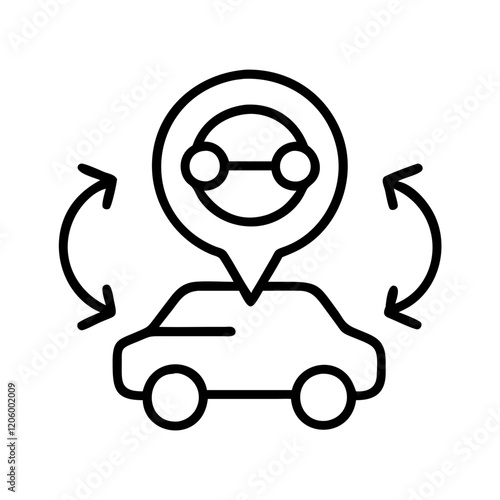 rideshare icon, rideshare line art - simple line art of rideshare, perfect for rideshare logos and icons