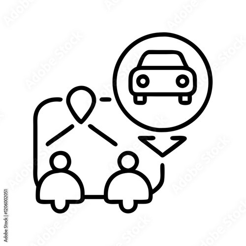 rideshare icon, rideshare line art - simple line art of rideshare, perfect for rideshare logos and icons